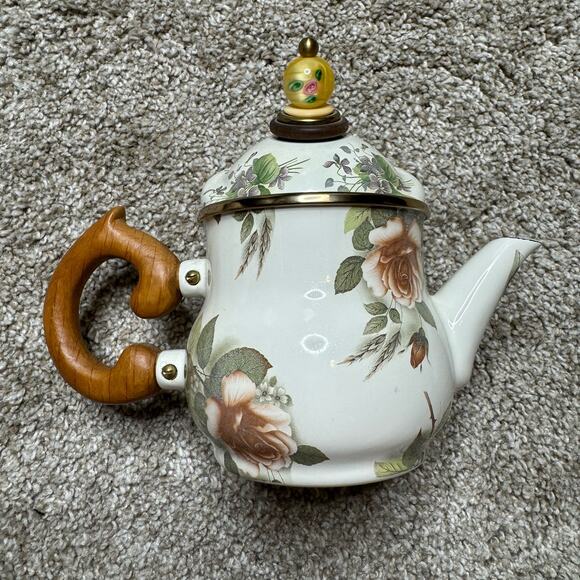 Mackenzie Childs Vintage NWT 1995 Camp Rose Teapot - Picture 2 of 6